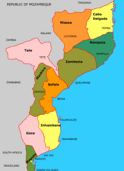 Map of the provinces of Mozambique